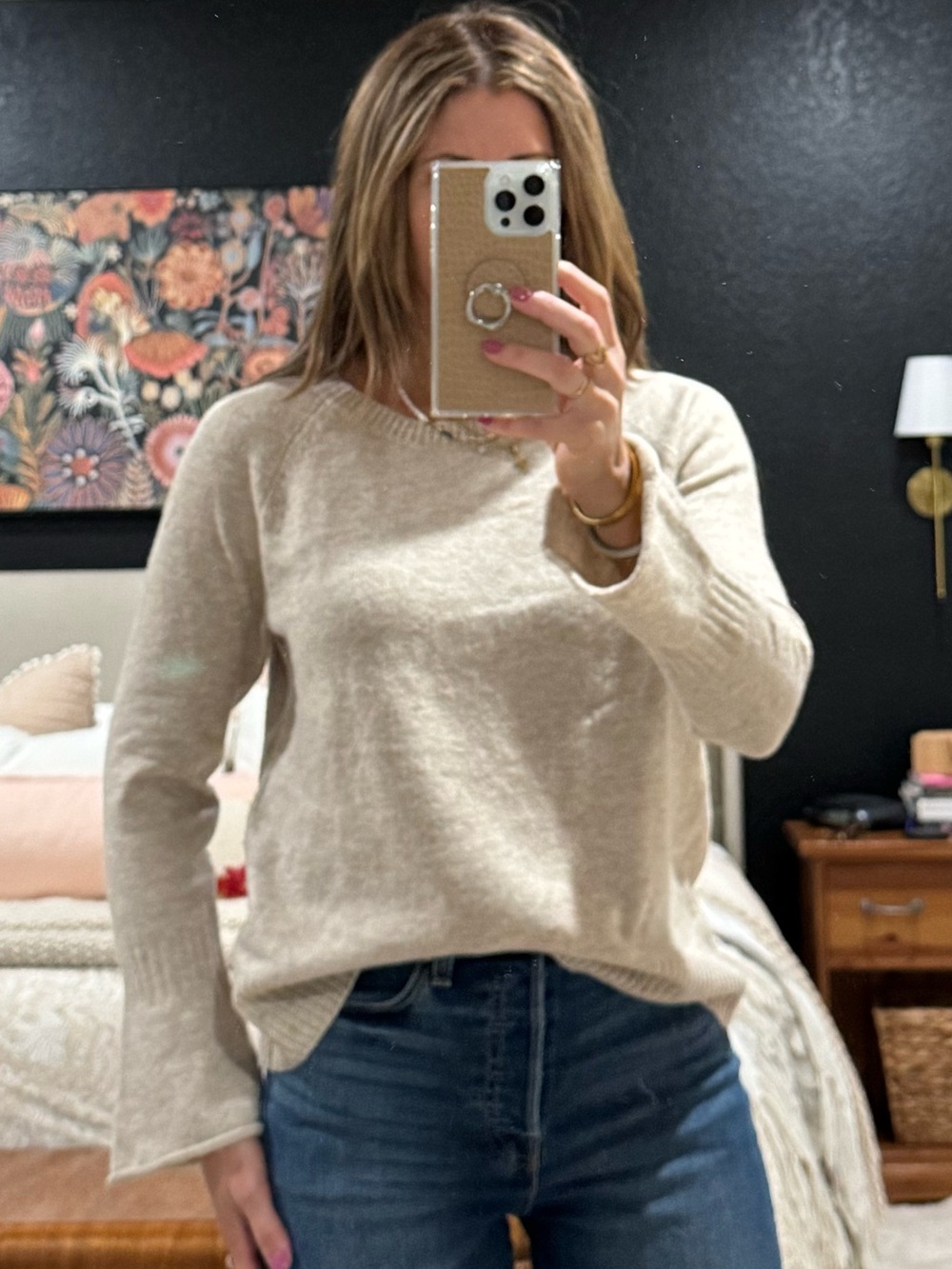 LOFT Light Beige Crewneck Sweater - Soft Knit